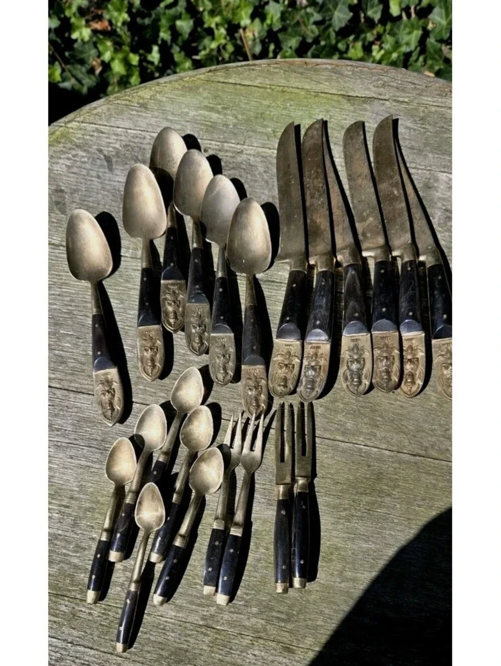 Vintage MCM Siam Thailand Goldtone Flatware Set- 22 Pieces